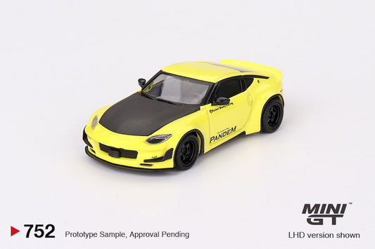 Macheta auto Nissan Z Pandem Ikazuchi Yellow 2024 (LHD)  1:64 MIniGT