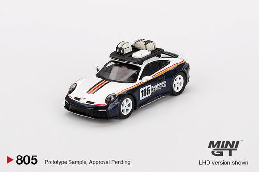Macheta auto Porsche 911 Dakar Rallye Design Package White/Gentian Blue Metallic 2023 (LHD)  1:64 MIniGT