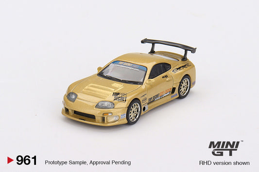 Macheta auto Toyota Supra MK4 (A80) Top Secret GT-300 Top Secret Gold 2023 (RHD)  1:64 MIniGT