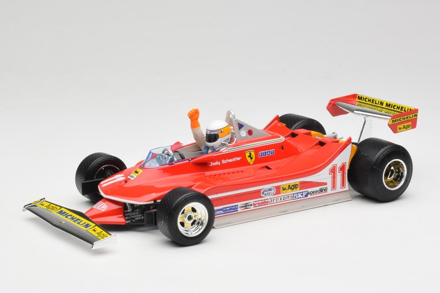 Macheta auto Ferrari 312T4 #11 J. Scheckter Italian Grand Prix F1 World Champion 1979 1:18 Bburago