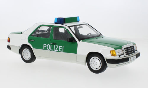 Macheta auto Mercedes 230 E (W124) Police (1989) 1:18 Norev Dealer Edition