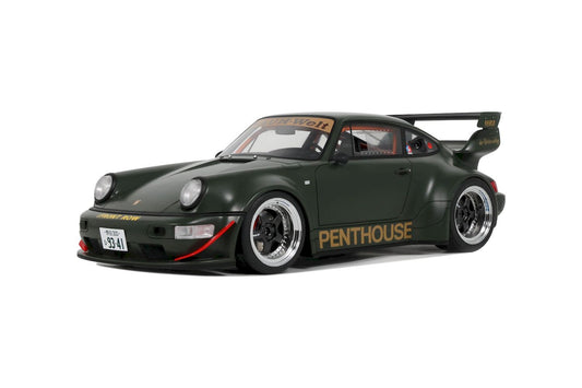 Macheta auto Porsche 911 (964) RWB Penthouse, Kaki Green, 2008 1:18 GT Spirit
