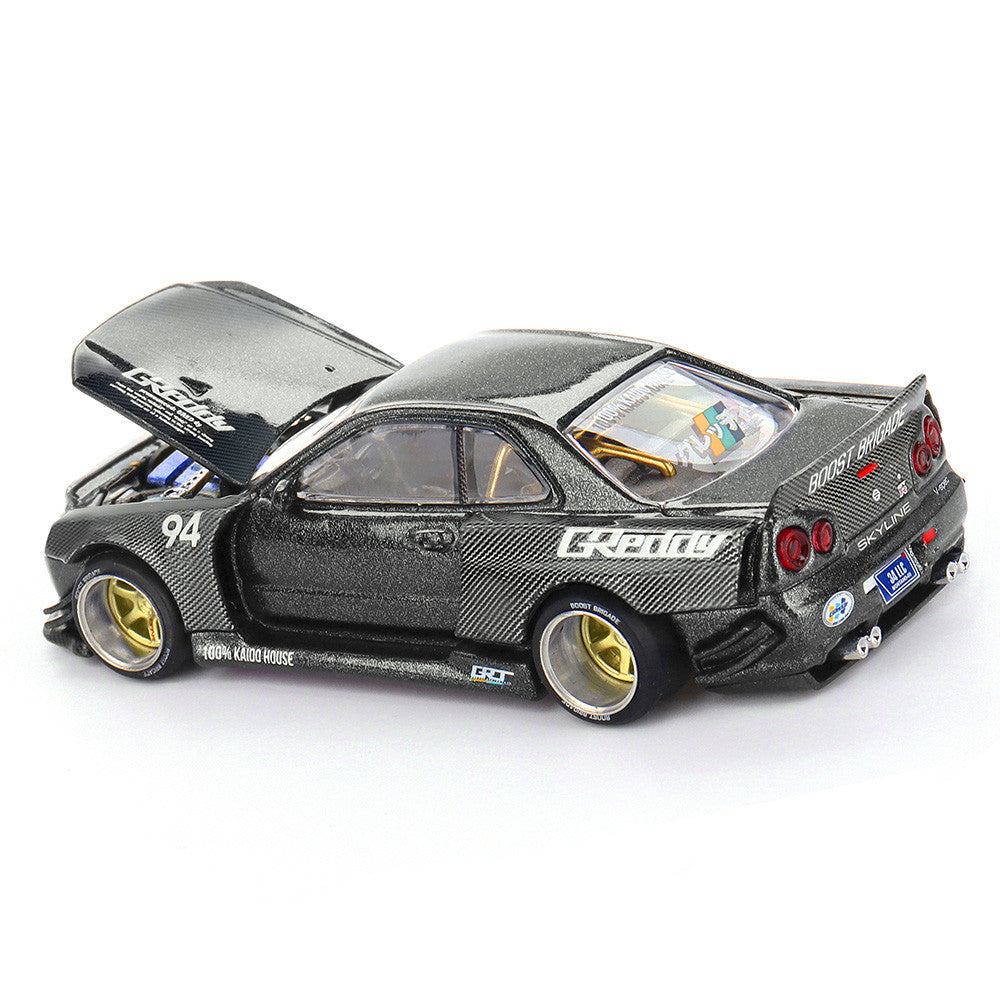 Macheta auto Nissan Skyline GT-R (R34) Kaido Works GReddy V2 1999 1:64 MIniGT /Kaido House