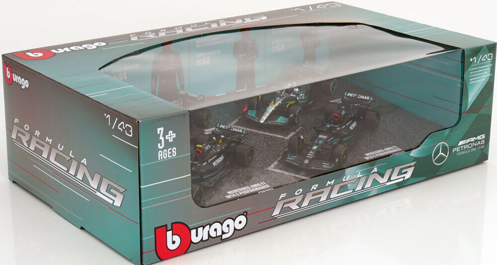 Macheta auto Mercedes Gp Set F1 4X W13 W14 2023 Hamilton Russel W13 1:43 Bburago