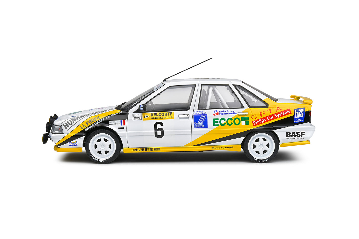 Macheta auto Renault R21 Turbo Gr.A – Rally Charlemagne – 1991 – #15 M.Rats  M.Menard 1:18 Solido