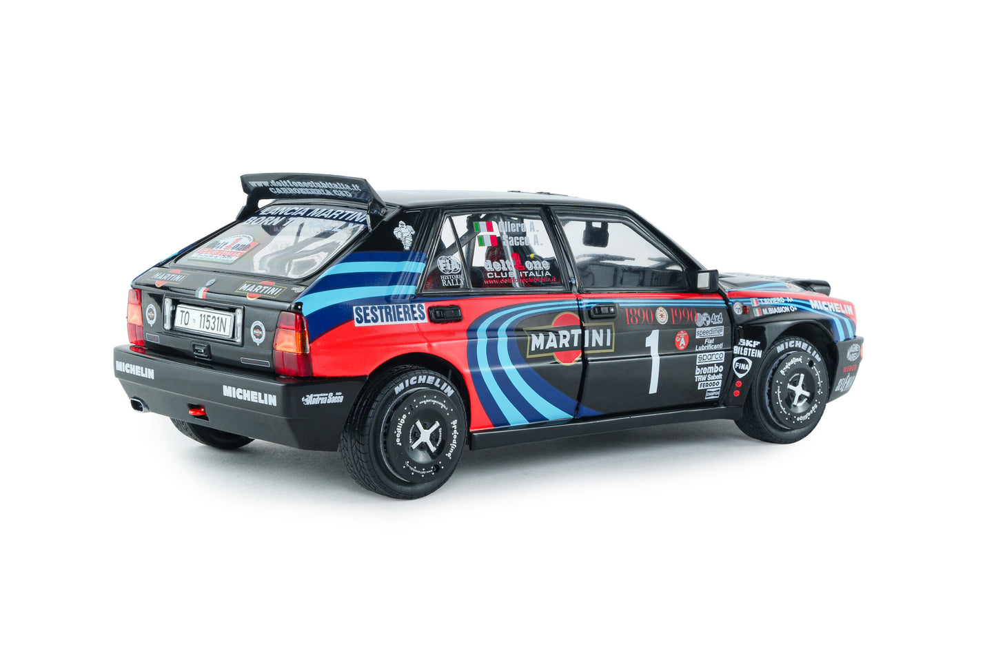 Macheta auto Lancia Delta HF Integrale TRIBUTE TO BIASON – Montecarlo Rally – 1990 – A.SACCO 1:18 Solido