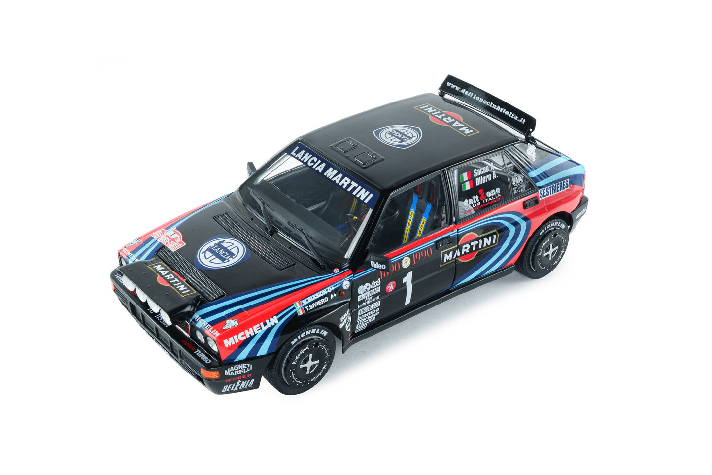 Macheta auto Lancia Delta HF Integrale TRIBUTE TO BIASON – Montecarlo Rally – 1990 – A.SACCO 1:18 Solido