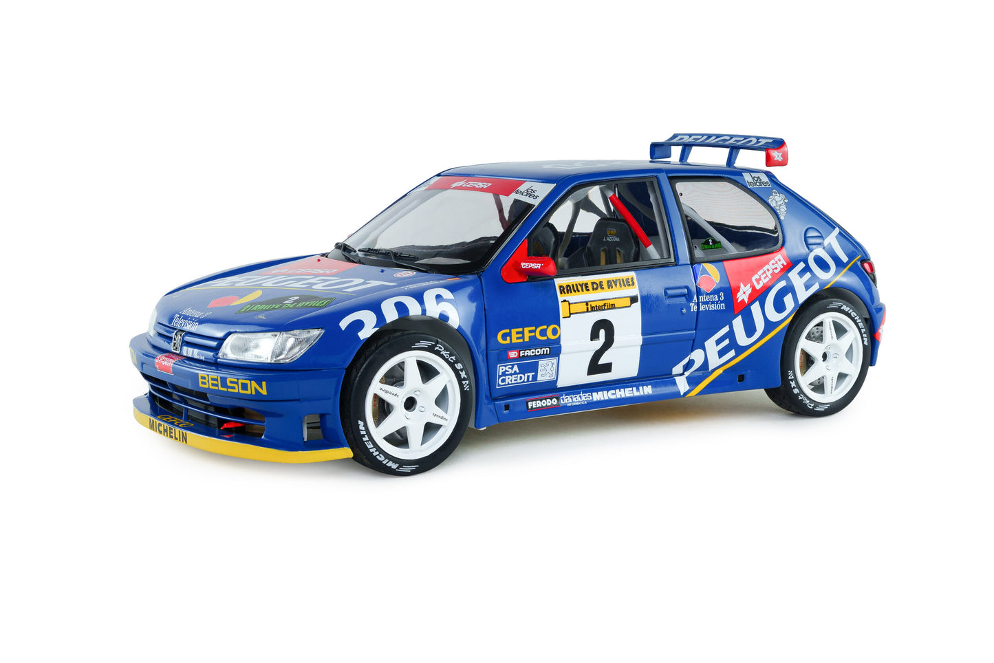 Macheta auto Peugeot 306 Maxi – Avilés Rally – 1997 – #2 J.Azcona / J.Billmaier 1:18 Solido