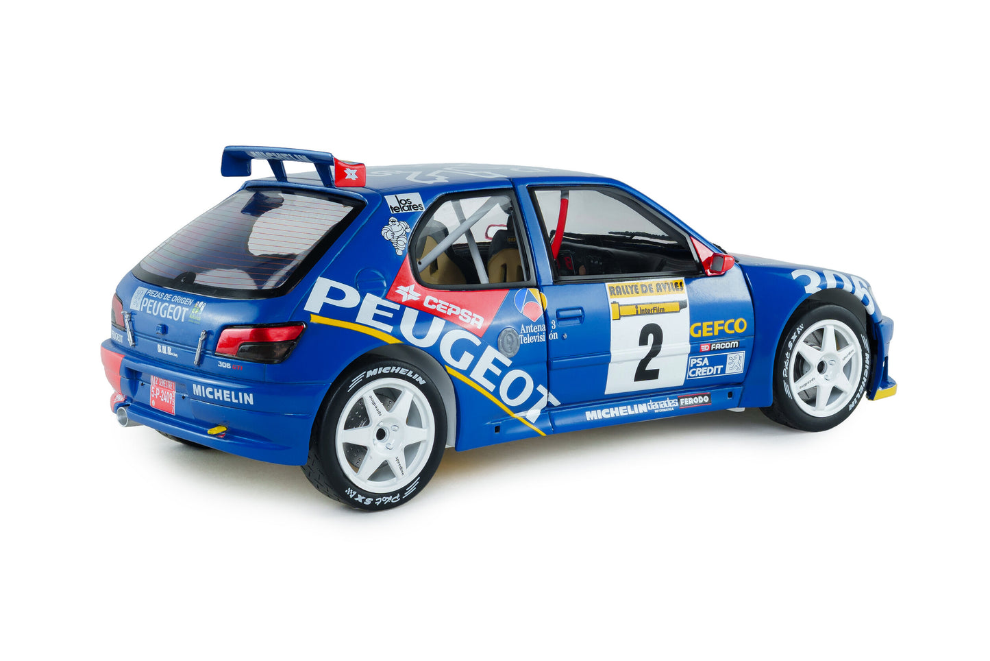 Macheta auto Peugeot 306 Maxi – Avilés Rally – 1997 – #2 J.Azcona / J.Billmaier 1:18 Solido