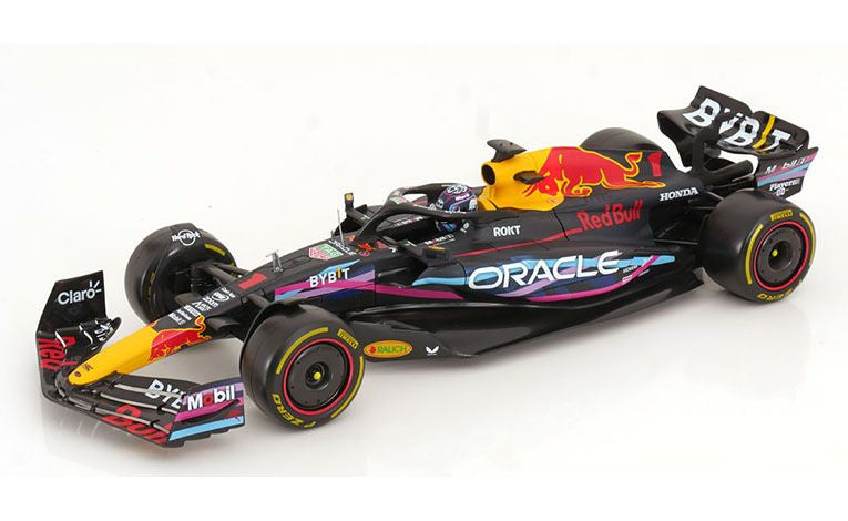 Macheta auto Red Bull Racing RB19 Miami F1 GP 2023 Max Verstappen 1:18 Bburago