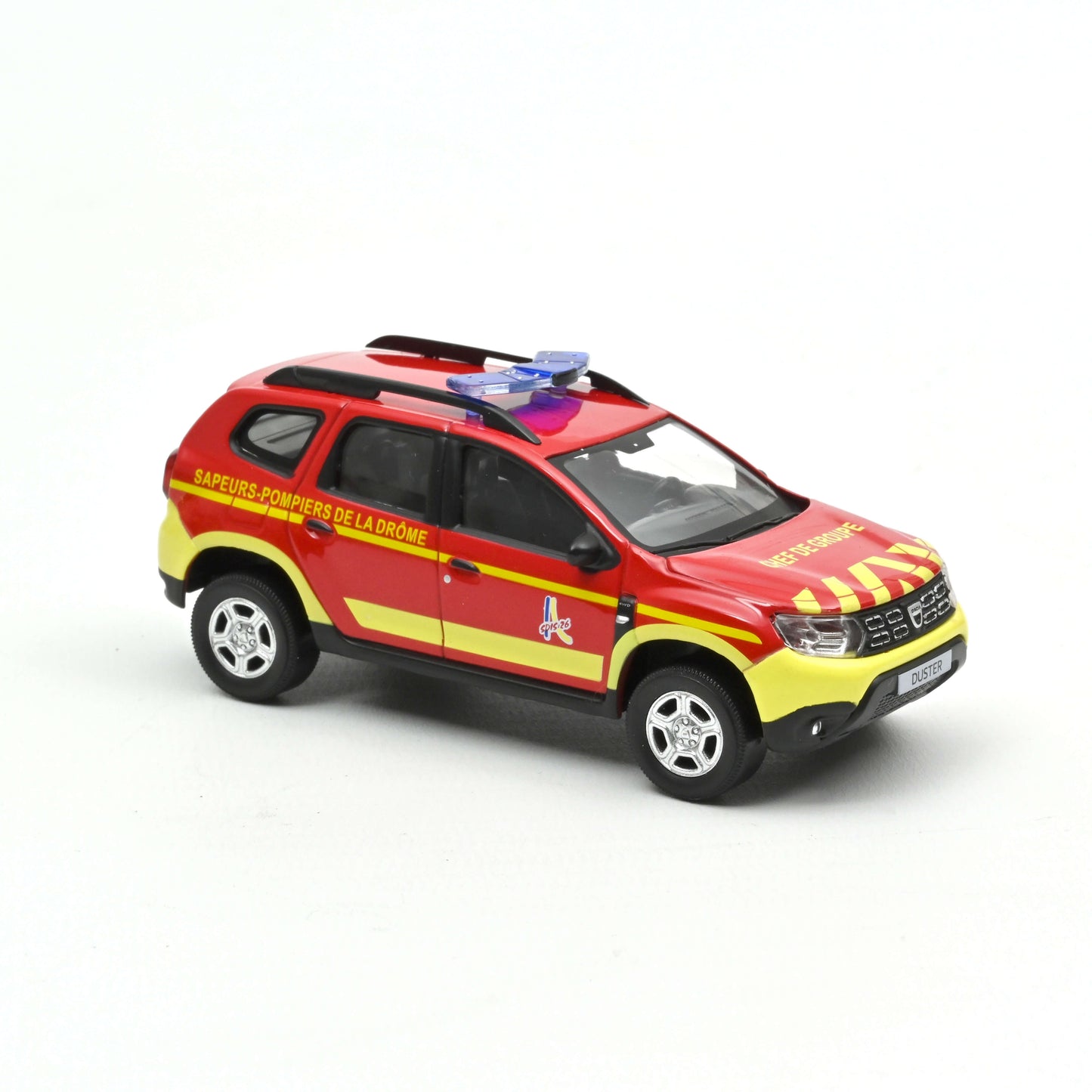 Macheta auto Dacia Duster 2020 - "Pompiers - Chef de Groupe" 1:43 Norev